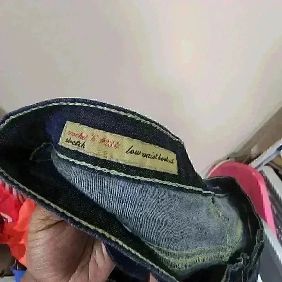 P14 Y2k 90's coh crochet h #234 low waist  boot stretch medium wash jeans size27 - Picture 7 of 8